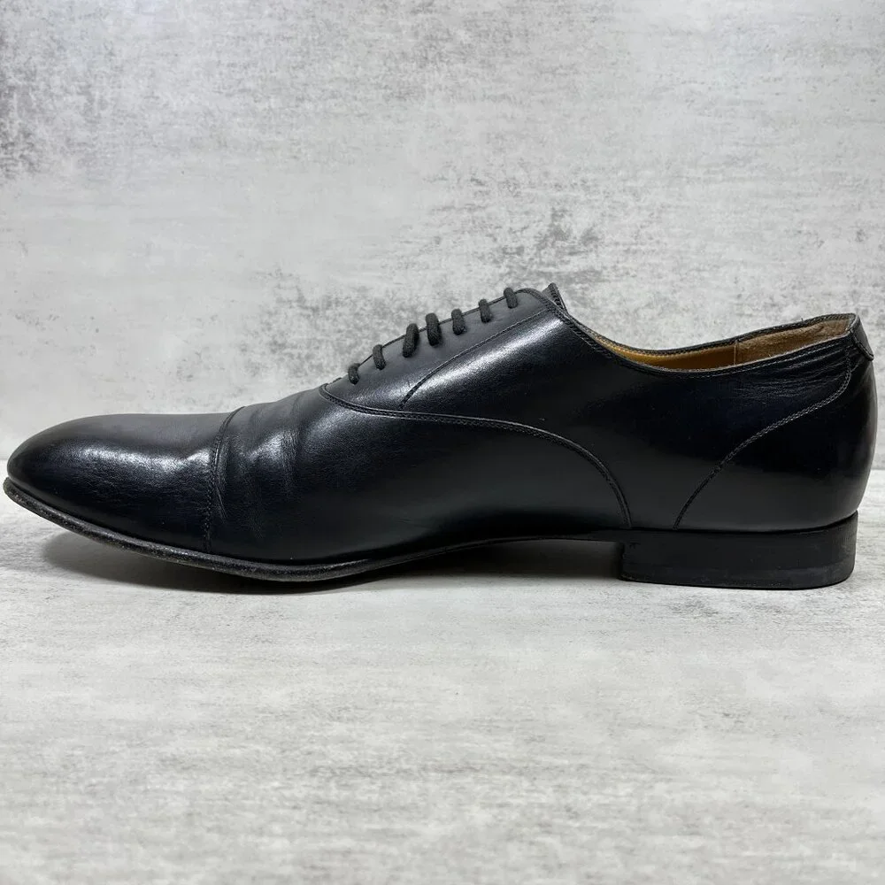 Gucci Leather Cap Toe Oxford Dress Shoes - Men's Size 10.5 / US 11 - Black